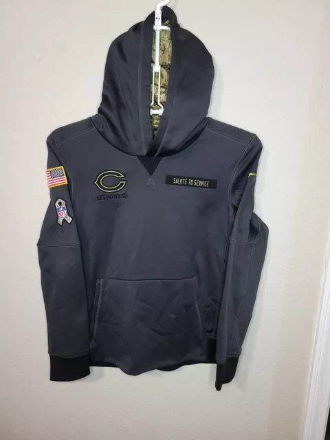 NIKE Chicago Bears therma fit Salute To Service YOUTH LARGE 14-16 gray HOODIE