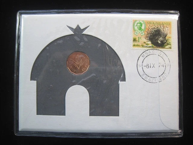 SWAZILAND 1 Cent 1974 Pineapple Porcupine Cancelled Stamp Money Coin 99 Company