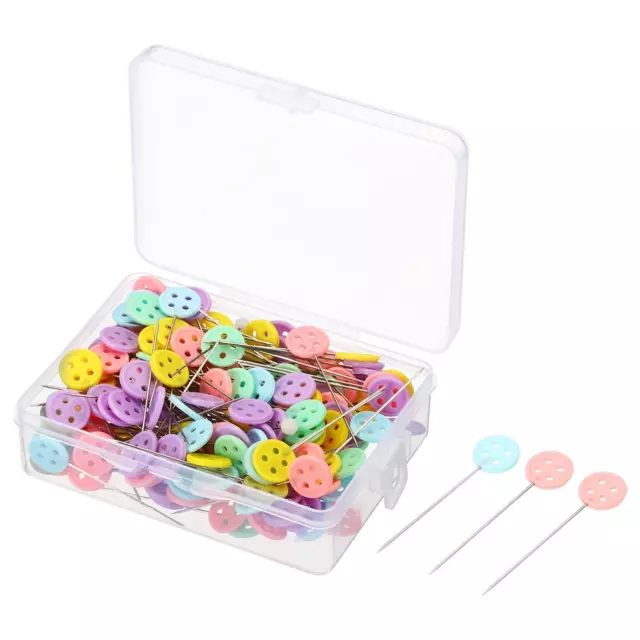 200pcs Sewing Pins, Flat Button Head Straight Quilting Pin, Multicolor