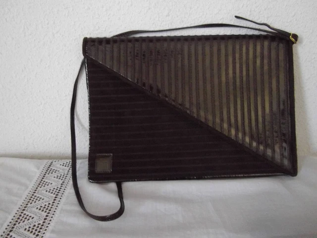Sac à Main Pochette LANVIN Vintage - Monogramme, Toile Noire, Occasion