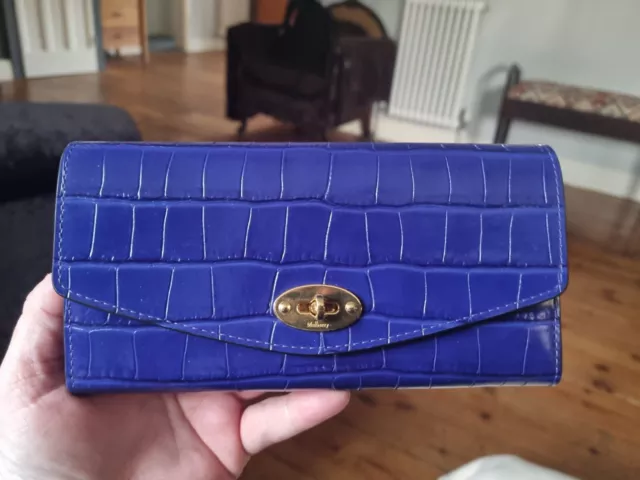 Mulberry Darley Continental Wallet, Cobalt Croc, Brand New