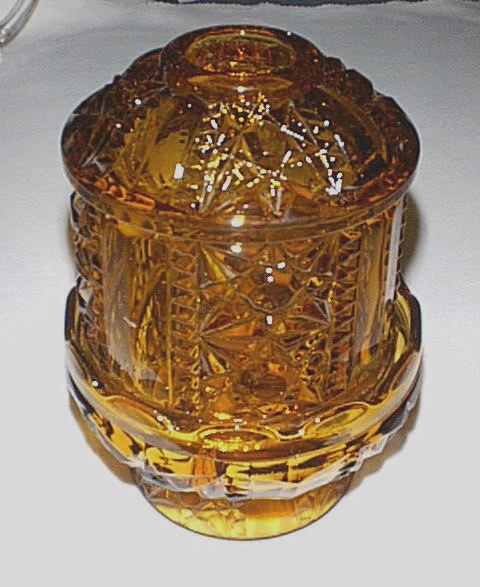 INDIANA Stars & Bars Glass Honey Amber FAIRY LAMP Tea Light/Votive Candle Holder
