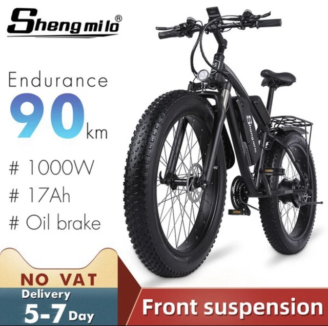 26" Fat Tire Electric Bike 48V 1000W Electric Mountain Bicycle Oil Brake Pedelec