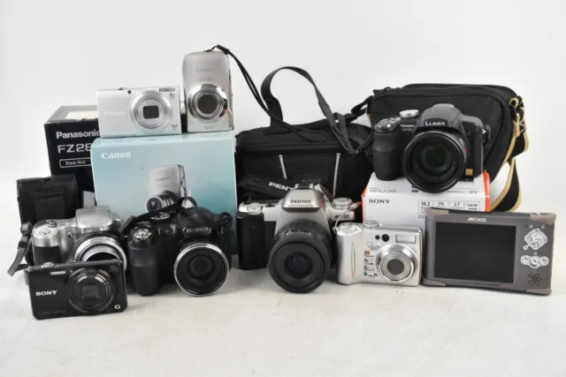 Digital Camera Job Lot Canon, Nikon, Panasonic Lumix & More Untested Some Boxed