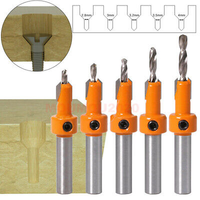 5PCS 8mm Countersink-Drill Bit Set Screw Woodworking Chamfer Tools Quick Change