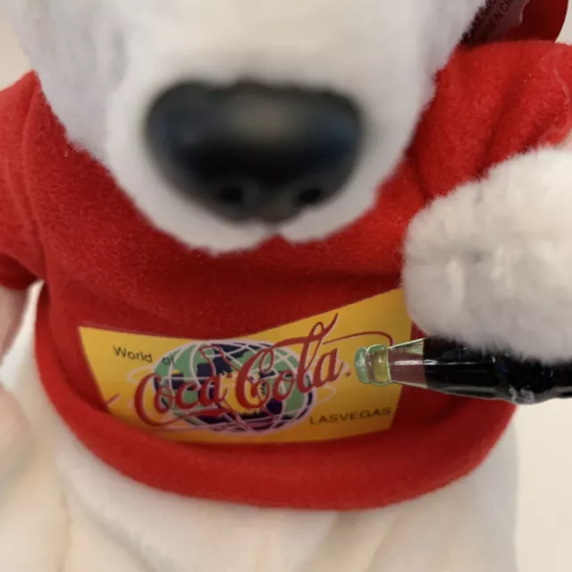 VINTAGE 1999 COCA Cola Polar Bear Plush Collectible Beanbag Toy Las