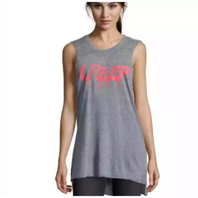 New Chaser Creep Tank Top Graphic Tee Small Gray Red Drip Paint Blood