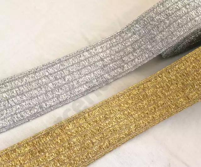1mt nastro elastico argento oro fascia elastica cintura 4cm dorato argentato
