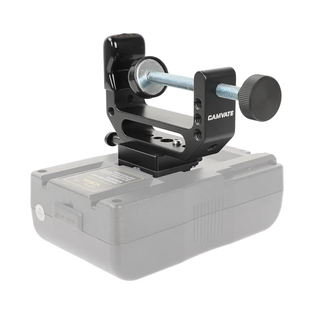 Abrazadera extendida CAMVATE Super C con adaptador QR de bloqueo en V para fuente de alimentación de cámara
