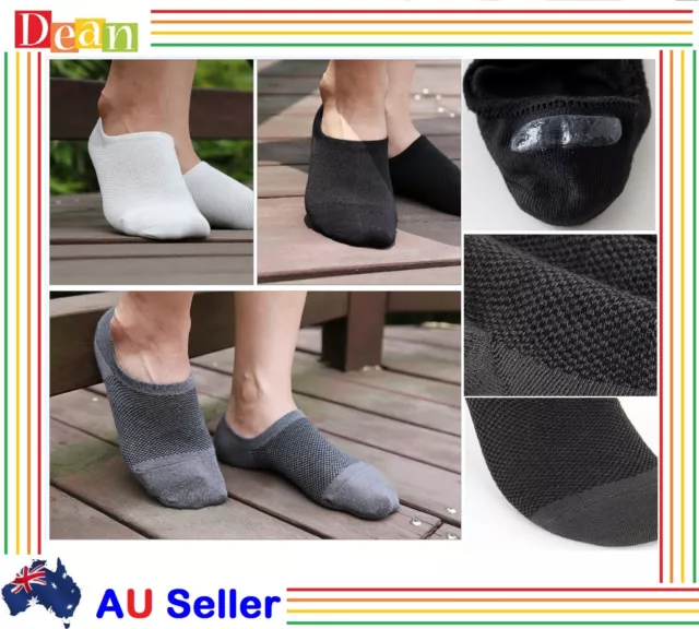 6Prs Men Women Bamboo Invisible Low Cut No-Slip Heel Grip No Show Socks Footlets