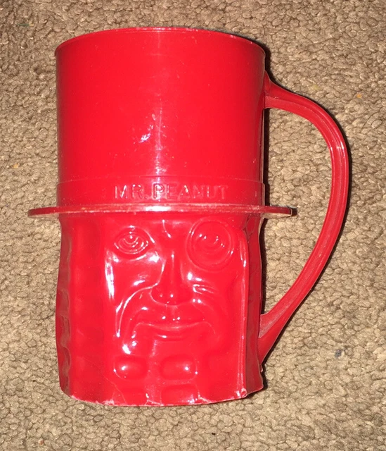 Vintage Mr. Peanut Drinking Glass Red Tumbler