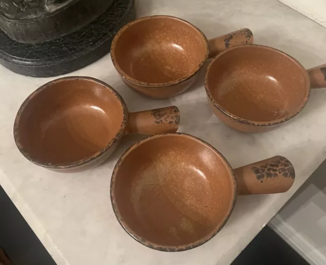 4 McCoy Pottery CANYON MESA Soup Bowls with handle, #7050