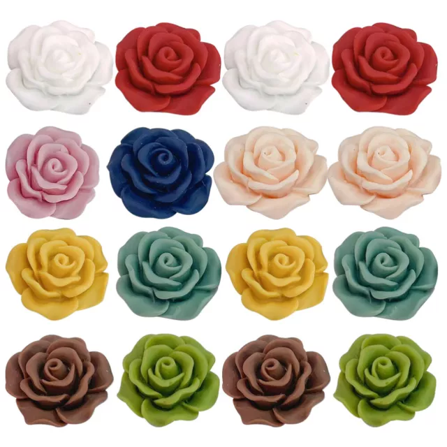 Colorful Resin Rose Flower Charms for DIY Crafts (45pcs)-
