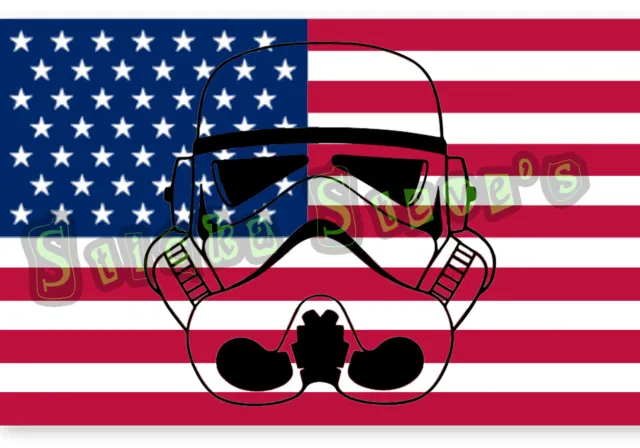 Star Wars Storm Trooper USA Flag Troops Fight For Freedom Vinyl Sticker Decal