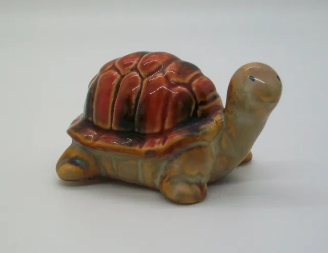 Vintage Glazed Ceramic Turtle Figurine Garden Plant Decoration