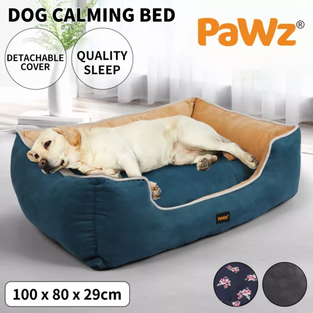 Pawz Pet Dog Calming Bed Warm Soft Plush Cushion Sleeping Kennel Mat WashableXXL