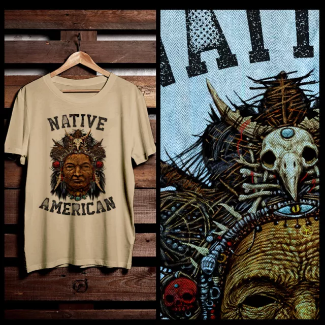 Native American T-shirt Indian Warrior Arrow tomahawk Indigenous shaman tee