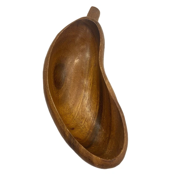 Monkey Pod Wood Genuine Signed Banana Bowl Tray