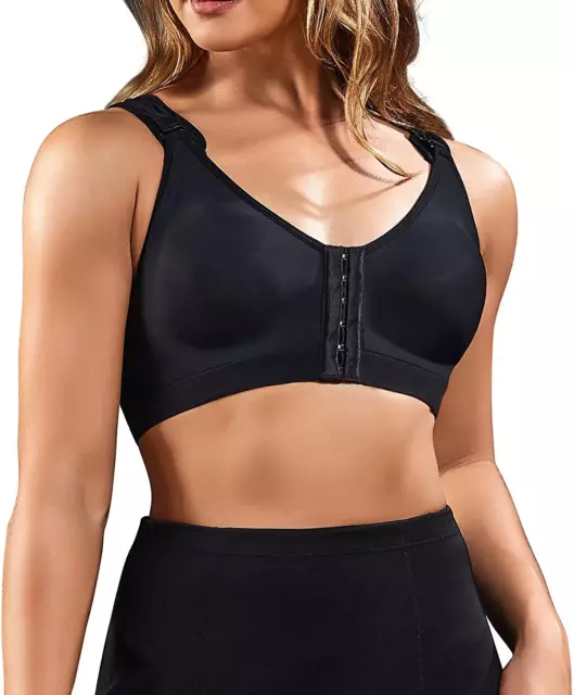 Women Full Support Front Closure Padded Sports Bra Adjustable
