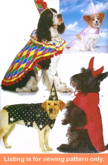 SEWING PATTERN Dog Halloween Costume Devil Clown Princess Dress Wizard Hat 4601