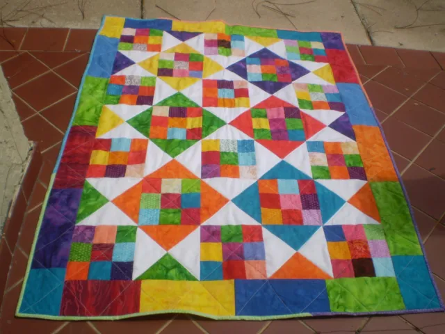 Handmade Baby quilt,unisex baby quilt,crib quilt,toddler,Batik Patchwork Picnic2