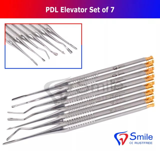 Set 7 Pdl Luxant Racine Elévateurs Implant Dentaire Instruments Micro Cranté