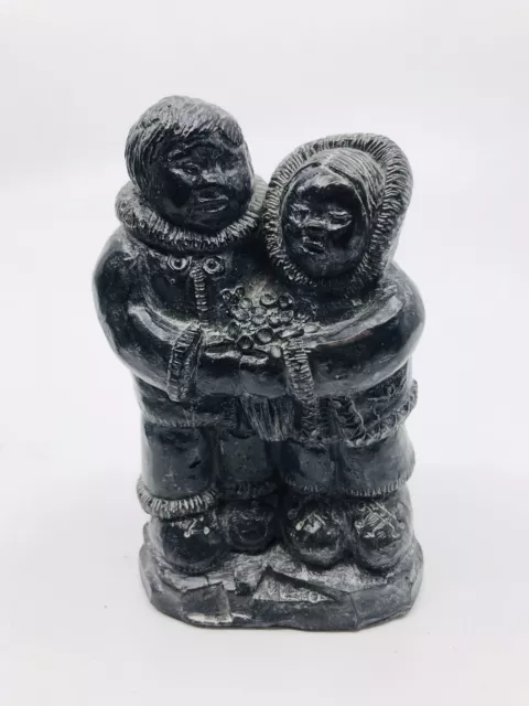 AL WOLF WE Man Woman Love Soapstone Carving Sculpture Inuit Eskimo Art ...