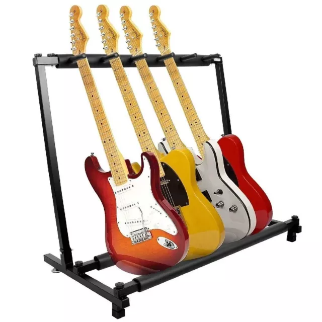 Stylish Guitar Stand Tidy Storage Rack Fits 5 Guitars Metal Padded Foam Racks AU 3