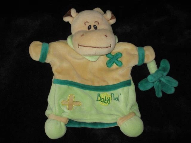Doudou Marionnette Hippopotame Hippo vert Babynat' Baby Nat'