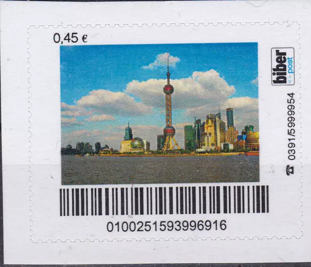 Privatpost. Biberpost. Ansicht von Shanghai, postfrisch