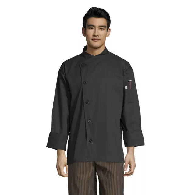 Vtex 0482 Rio Long Sleeve 5 Button Chef Coat X-Large Black