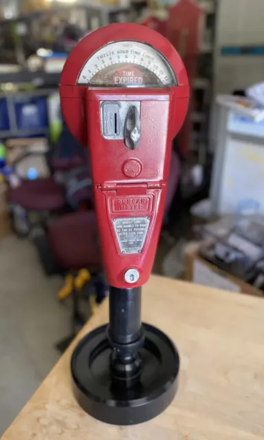 Vintage Red Duncan 60 Parking Meter And Key, Working