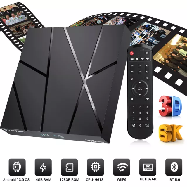 2023 Pro Android 13.0 TV Box 128GB 4GB Smart HD Media Player Dual WIFI Bluetooth