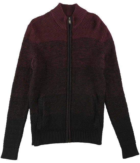 Alfani Mens Textured Ombre Cardigan Sweater, Red, Small