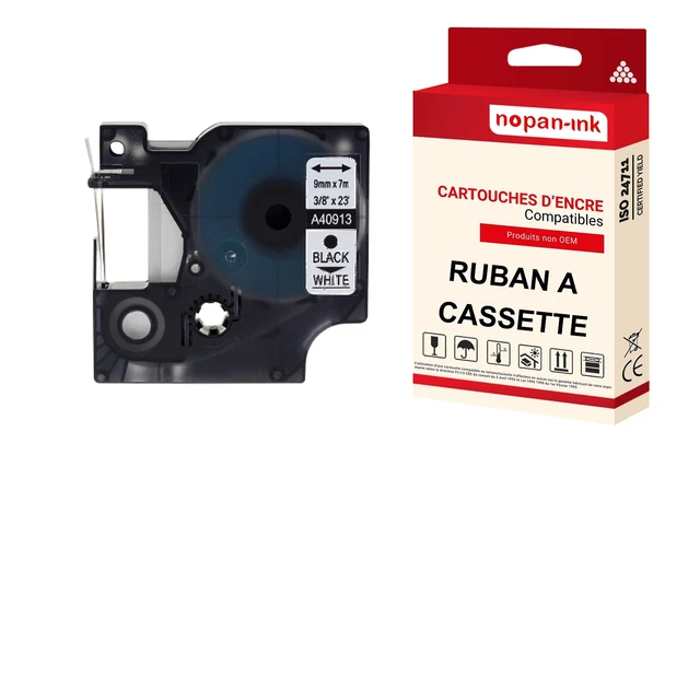 Ruban Compatible DYMO Letratag Noir Sur Fond Métallique - Neuf, Marque Qualitoner
