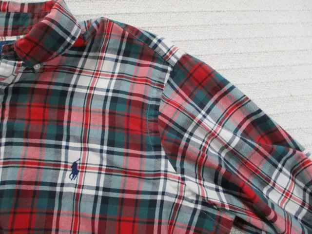 RALPH LAUREN MENS Shirt Medium Red Plaid Flannel Classic Button Long ...