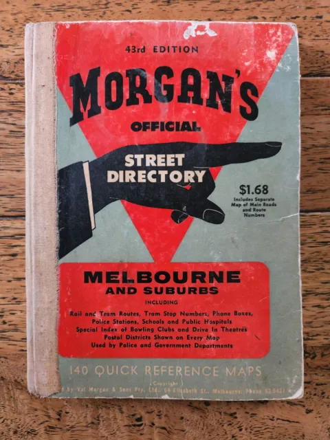 Melbourne Morgan’s Street Directory 1967 43rd Edition Vintage Hardcover