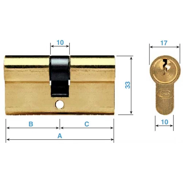 CILINDRO EUROPEO Corbin 40/70 Ottone -DIN- non frizionato