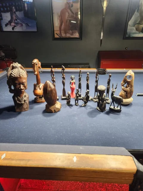hand carved wooden african statues
