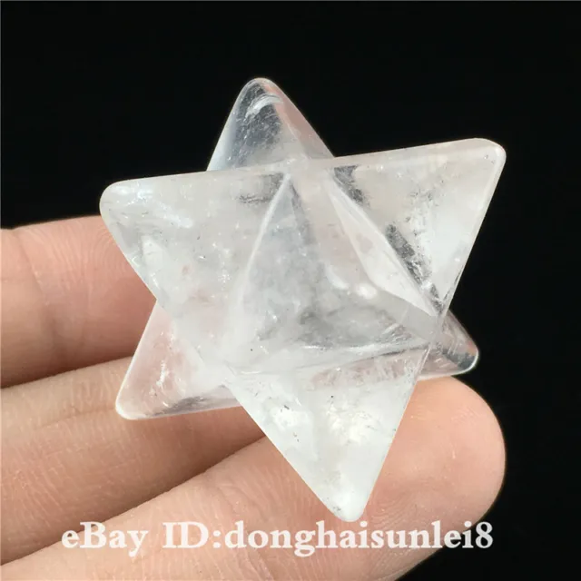 natural Crystal clear quartz Merkaba Star hand carved point healing 1pc