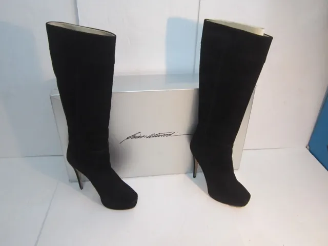 Brian Atwood Black Suede Knee-High Boots in Size 7 - in  Euro 37 w/Original Box