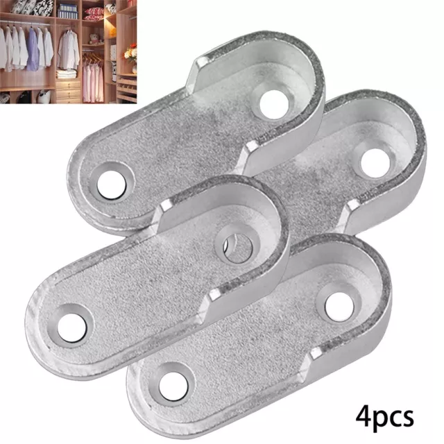 Stainless Steel Wardrobe Rod Bracket Wall Mount Hanger Support (Set of 4)