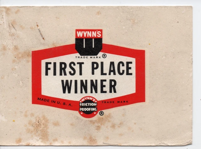 VTG WYNNS FRICTION Proofing Water Transfer Decal FIRST PLACE WINNER Hot vtg-wynns-friction-proofing-water-transfer-decal-first-place-winner-hot