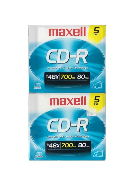 Lot of 2 5 Pack Maxell MaxData CD-R 80 Min 700 MB