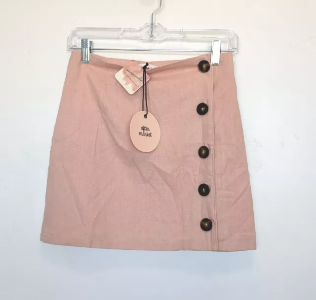 AFTER MARKET Skirt Womens Size S Pink A-Line Linen Blend Lined Short NWT