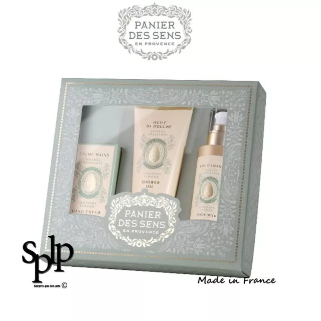 Panier des sens coffret Amande apaisante Crème mains -huile douche - lait corps