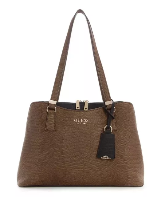 GUESS Lyndi Large Girlfriend Satchel CHESTNUT MULTI