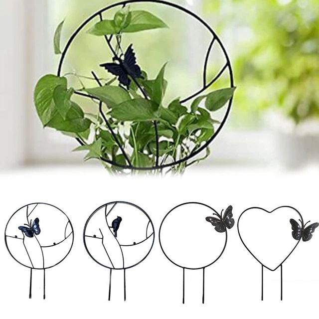 Bagno Per Uccelli Con Traliccio Da Giardino In Ferro – Decorativo Con Farfalle, Ciotola E 2 Uccellini