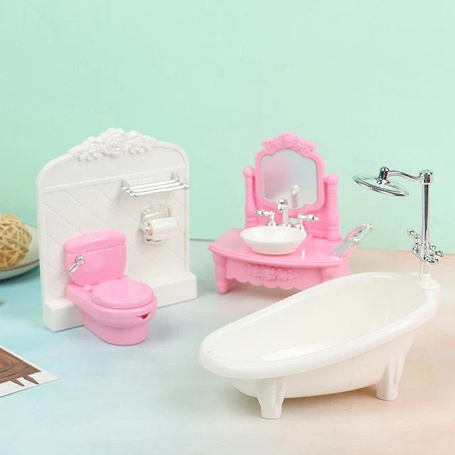 DOLL SIMULATION BATHTUB Wash Basin Toilet Matching Model Children Girl