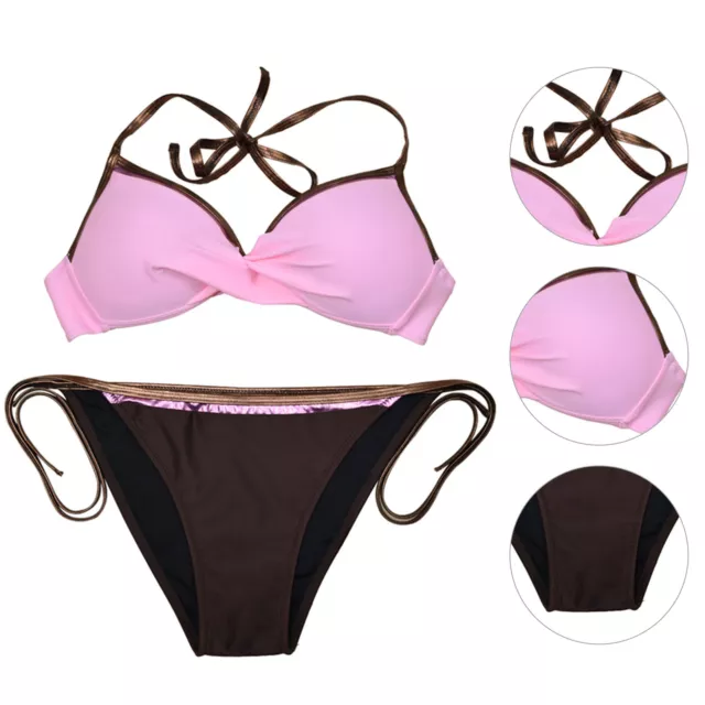 Bikini Set Padded Quick-drying Summer Lady Push Up Bikini Set Contrast Colors